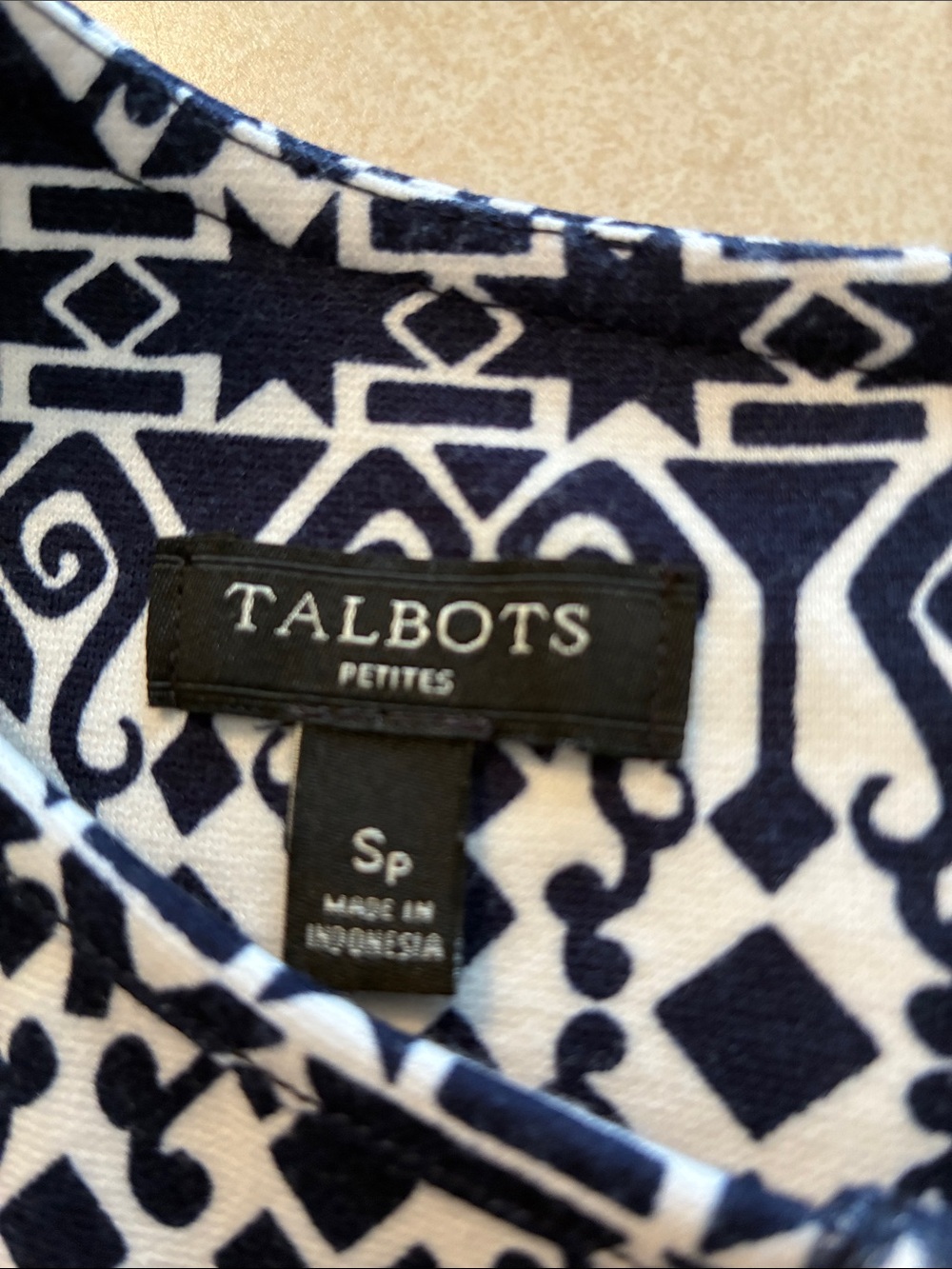 Talbots Navy and White Sleeveless Fit-and-Flare Dress - Picture 10 of 12